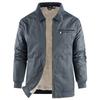 Men's Solid Color Zipper Pocket Work Jacket Men's Casual Trucker Fleece Jacket