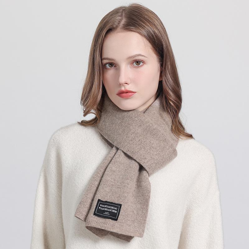 2025 New Small Wide Wool Scarf Solid Color Simple Versatile Shawl Fashion Autumn and Winter Warm Scarf