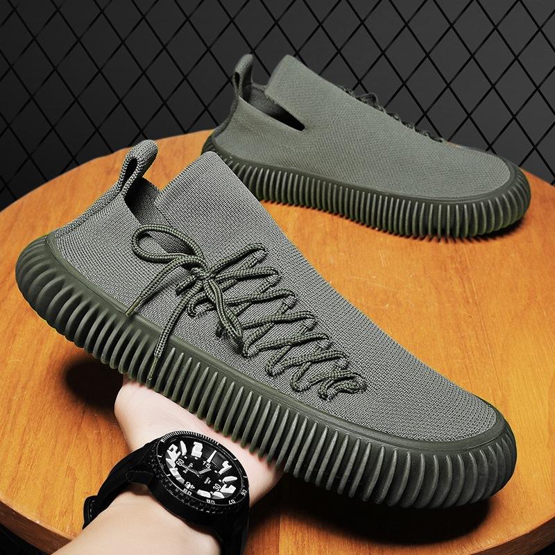 

Мужская прогулочная обувь без шнуровки Сверхлегкие дышащие нескользящие кроссовки Повседневные модные кроссовки Трикотажная сетка для тренировок Спортивная обувь для мужчин 44 зелёный