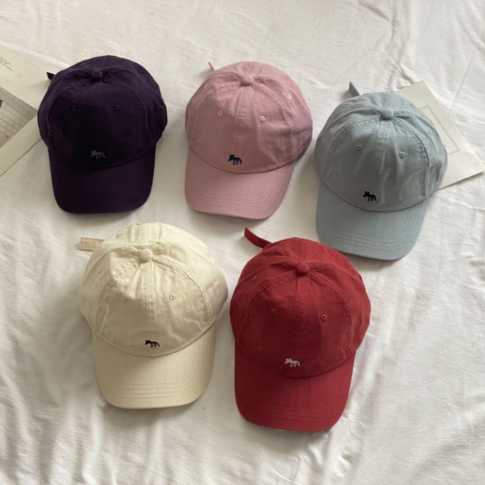 Animals Canvas Baseball Hat Peaked Cap Sun Hat Retro Embroidery Baseball Cap  Girl