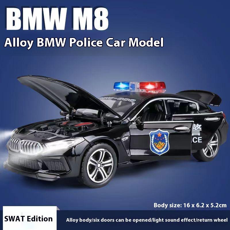 

1:32 BMW M8 Police Alloy Car Diecast Model Children Vehicle Model Toy Display Collection Ornament Decoration Gift For Childrens
