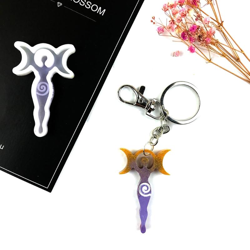 Epoxy Resin Molds Polymer Clay Molds for Handmade DIY Goddess Moon Mould for DIY Necklace Pendant Ornament Keychain