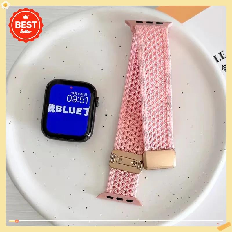 Magnetic Strap For Apple Watch Ultra 3 2 Bands 49mm 44mm 40mm 41mm 45mm 42mm 46mm Nylon Bracelet IWatch 11 10 9 8 7 6 5 4 SE 3