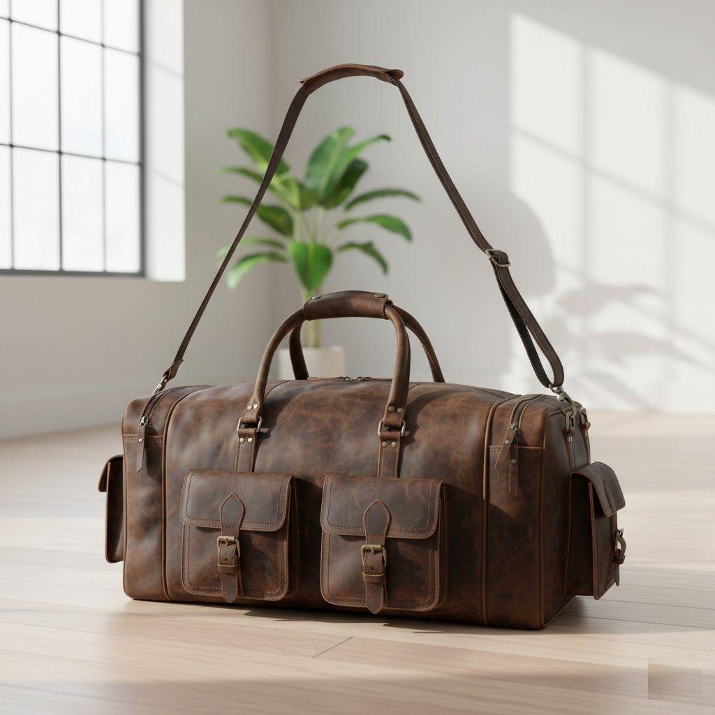 Personalisierte Leder-Reisetasche, Vollnarbenleder-Turnbeutel, Leder-Reisetasche für Männer, handgefertigte Leder-Wochenendtasche, Leder-Reisetasche als Geschenk