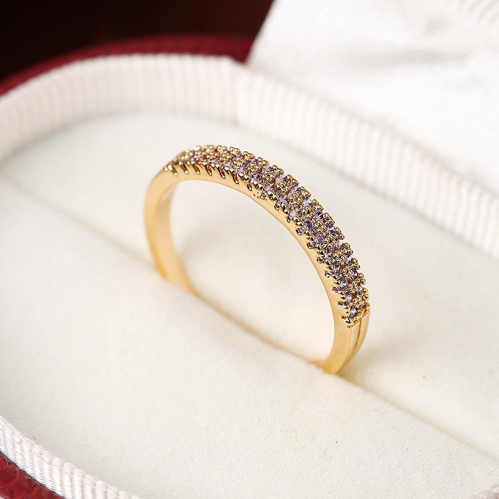 Luxury Palace Minimalist Ring With Colorful Zircon Inlay Elegant And Atmospheric Fashion Band For Women