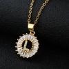 Shein Copper Zircon Round Alphabet Pendant Necklace