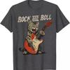 Rock and Roll Guitar Cat Vintage Guitarist T Shirt cotton Us size