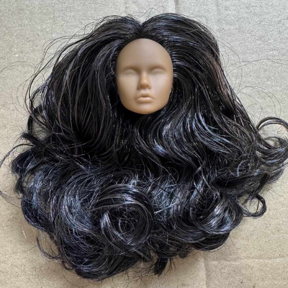 Vintage 1/6 Blank Face Doll Heads With Hair Fashion Doll Head Make Up Practice DIY Toy Parts Girls Birthday Gifts