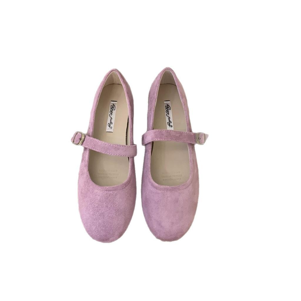 Suding round head retro red shallow mouth single shoes women's 2025 new spring Mori soft flat Mary Jane Doudou shoes