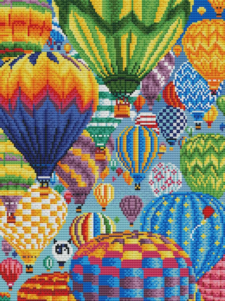 Amiiba Cross Stitch Embroidery Hot Air Balloon DIY Wall Art Kit, Pre-printed Pattern, 11ct, Design, Pre-printed, Decoration, Beginner-friendly.