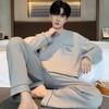 Men's Casual Cotton Long Sleeve Pajamas Set - Spring/Autumn - Plus Size