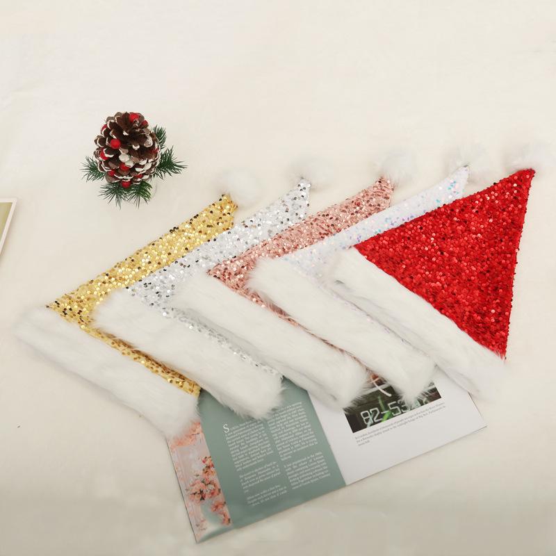Luxury Sequined Christmas Hat with Plush Trim for Holiday Parties