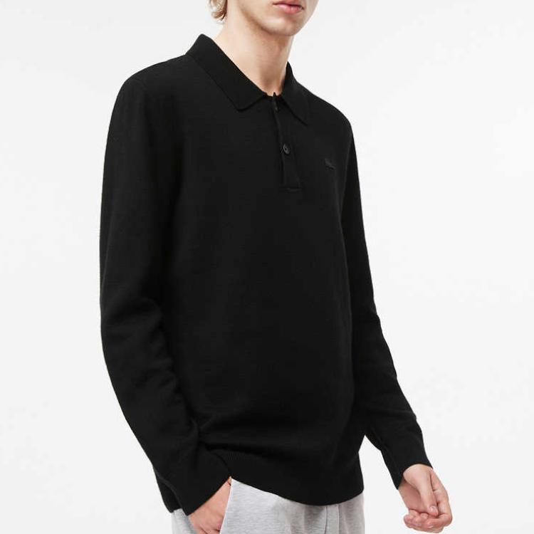 LACOSTE Knitwear Men's Black Lapel Moderate Other AH0676-031
