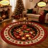VIKAMA3D Christmas Tree Skirt Round Rug, Non-Slip Living Room Mat, Christmas Decorative Holiday Party Rug, Home Decor
