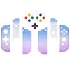 eXtremeRate Clear Handheld Controller Housing for Switch and OLED Includes Full Button Set and Console Case Not and Purple Gradient (D-Pad Version)