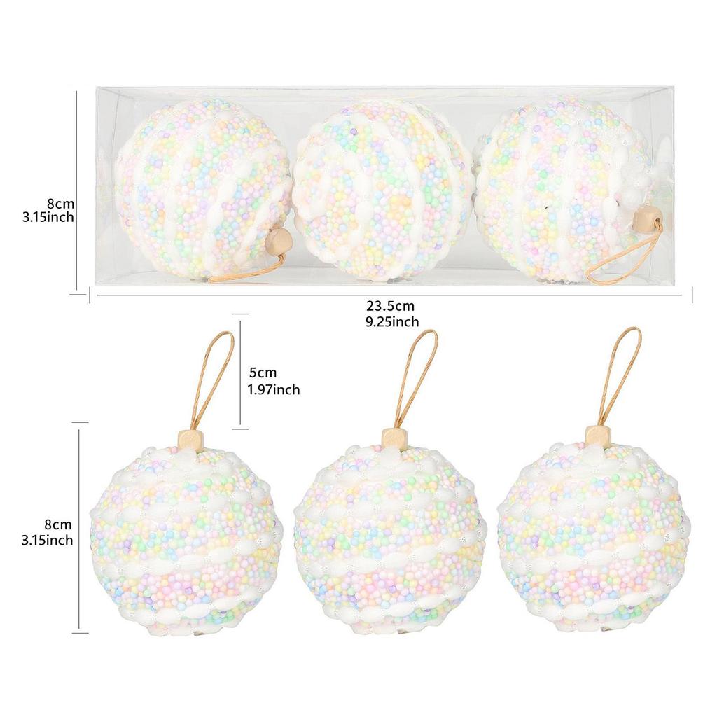 3x Christmas Ball Ornaments Xmas Decor DIY Classic Gift 8 Cm Pendant Drop for