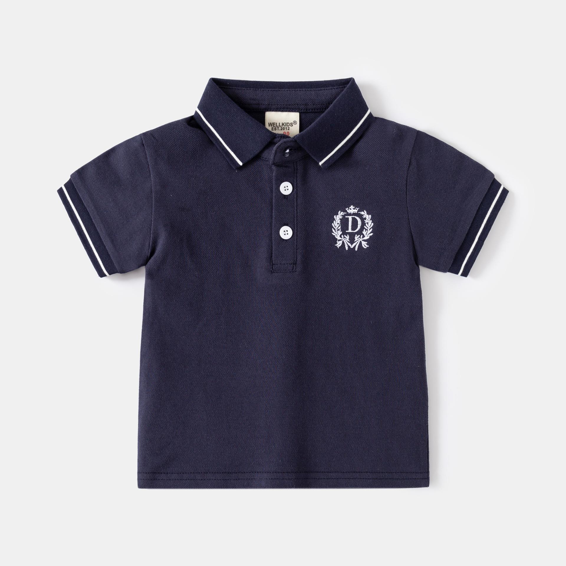 Boys Embroidered Polo Shirt Short Sleeve Cotton Casual Summer Top for Kids 90cm