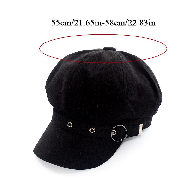 Høst Vinter Kvinner Baseball Cap Nye Dame Caps Vintage Octagonal Cap Beret Svart Hvit Casual Caps Med Metallspenne Hot