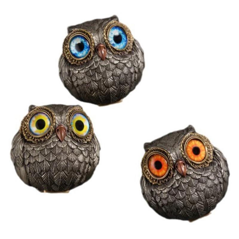 

3Pcs Owl Resin Figures Decorative Crafts Display Figurines for Home Garden A