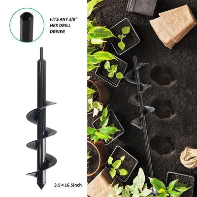Schlangenbohrer zum Pflanzen 1,6 x 16,5 Zoll & 3,5 x 16,5 Zoll Set, 1 Stück 2 x 14,5 Zoll Garten Spirallochbohrer und Blumenzwiebelpflanzer zum