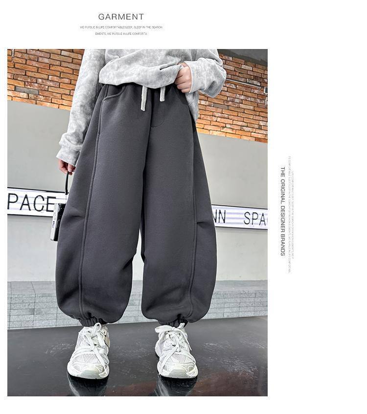 Pantalon de survêtement en velours tendance à jambes larges pour garçons: Style de rue Automne/Hiver 2025 pour les grands enfants