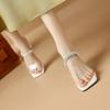Krazing Pot PVC Mules Peep Toe Flip Flops Crystal High Heels Summer Jelly Shoes Size 44 Size 43 Women Luxury Sandals