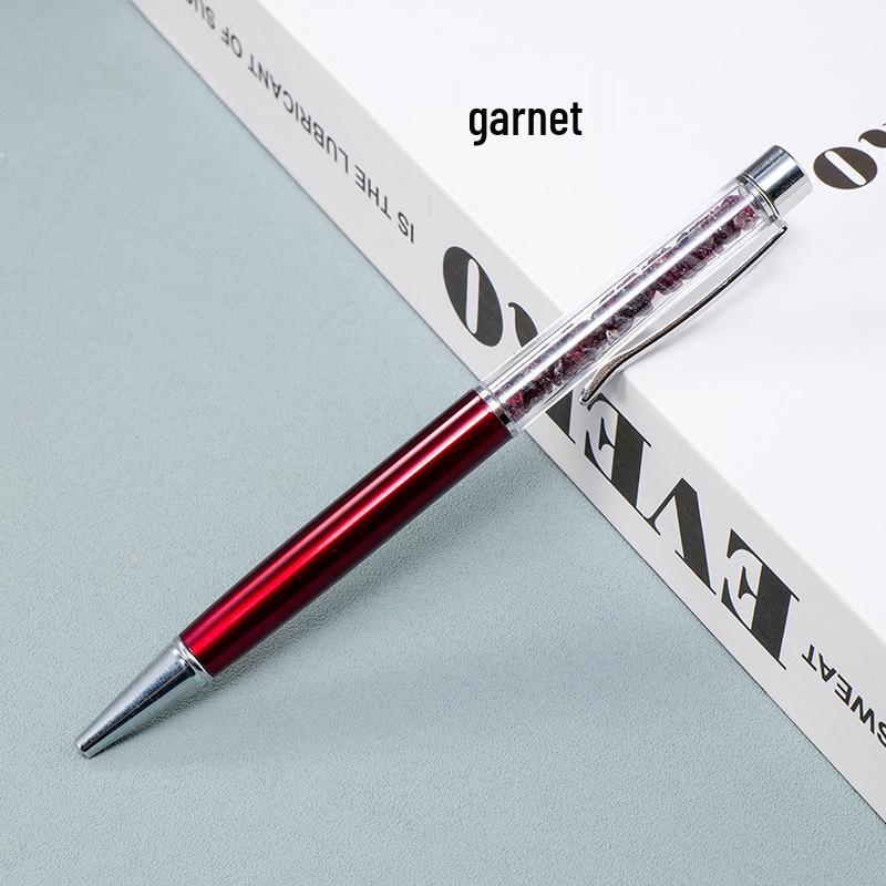 Kuličkové pero z přírodního křišťálového kamene: Energií nabité kroucené kovové pero, kancelářský dárek