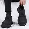 Derby Shoes Black Men's Shoes 2025 New Winter Platform Heightening Big Head Shoes Casual Matte Men's Round Head Leather Shoes