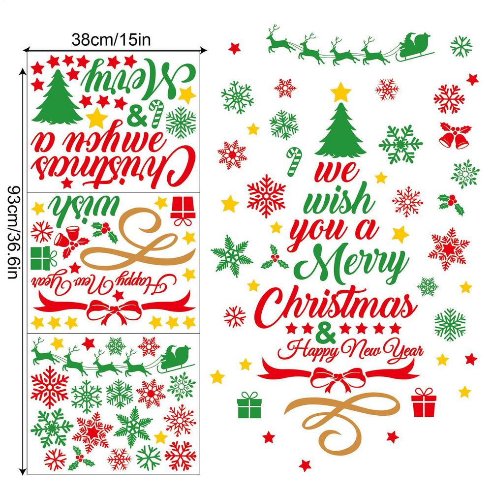 Christmas Wall Stickers Removable Home Decor Letter Holiday Wall Stickers Christmas Decorations For Bedroom Living Room Bathroom