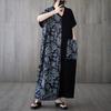 DIMANAF 2025 New Plus Size Summer Dress Women Vintage Printing Loose Casual Dress Long Linen Dress Maxi