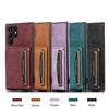 Triple Folded Matte Leather Wallet Case for Samsung S25 Ultra S24 FE S23 S22 Plus S21 A55 A14 Cards Slots Kickstand Flip Cover