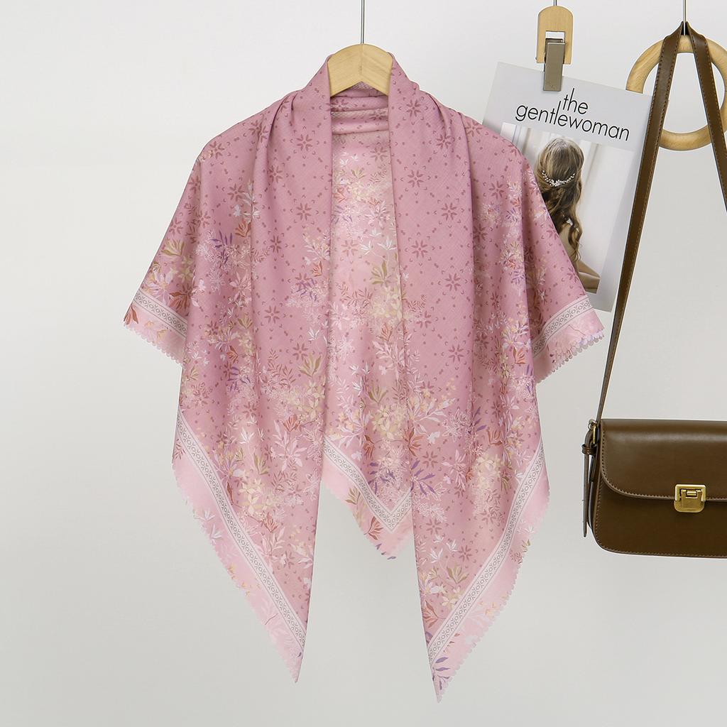 Blumenmuster Wellen Viskose Quadratisches Tuch Muslimische Hijabs Baumwoll Kopftuch Damenmode Malaysia Taschentuch Foulard 110*110cm