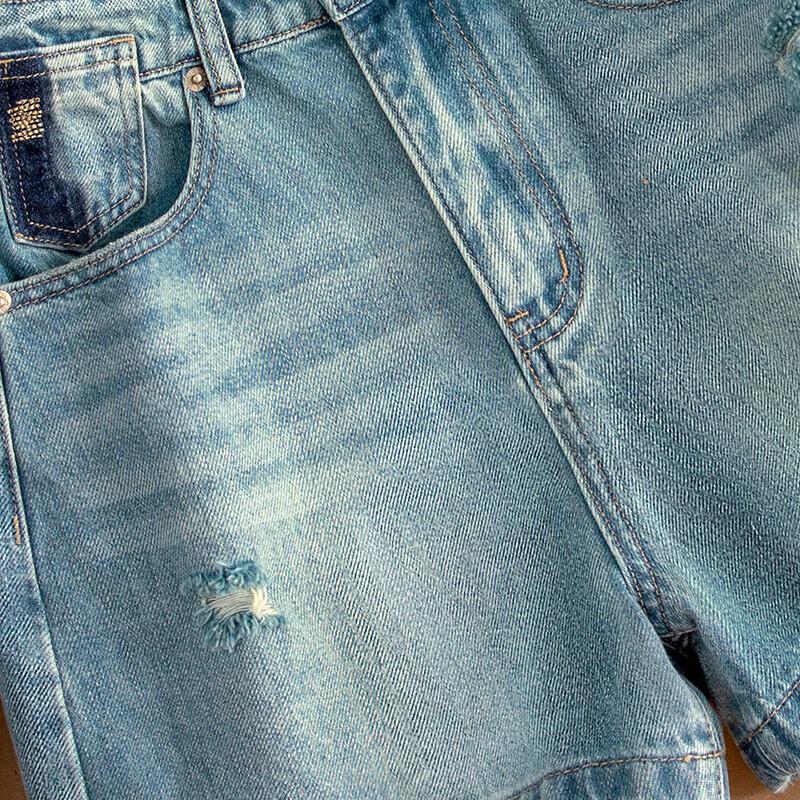 Women's High-Waist Washed Wide-Leg Denim Shorts