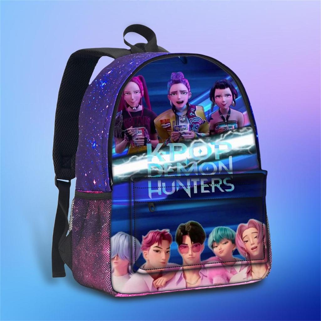Movie Peripheral Print Backpack, School Bag Student Campus With Plush Ball Backpack
