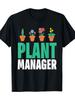 Men's Funny Plant Manager Gardening T-Shirt - Humorous Cactus & Flower Pot Graphic with Bold Le