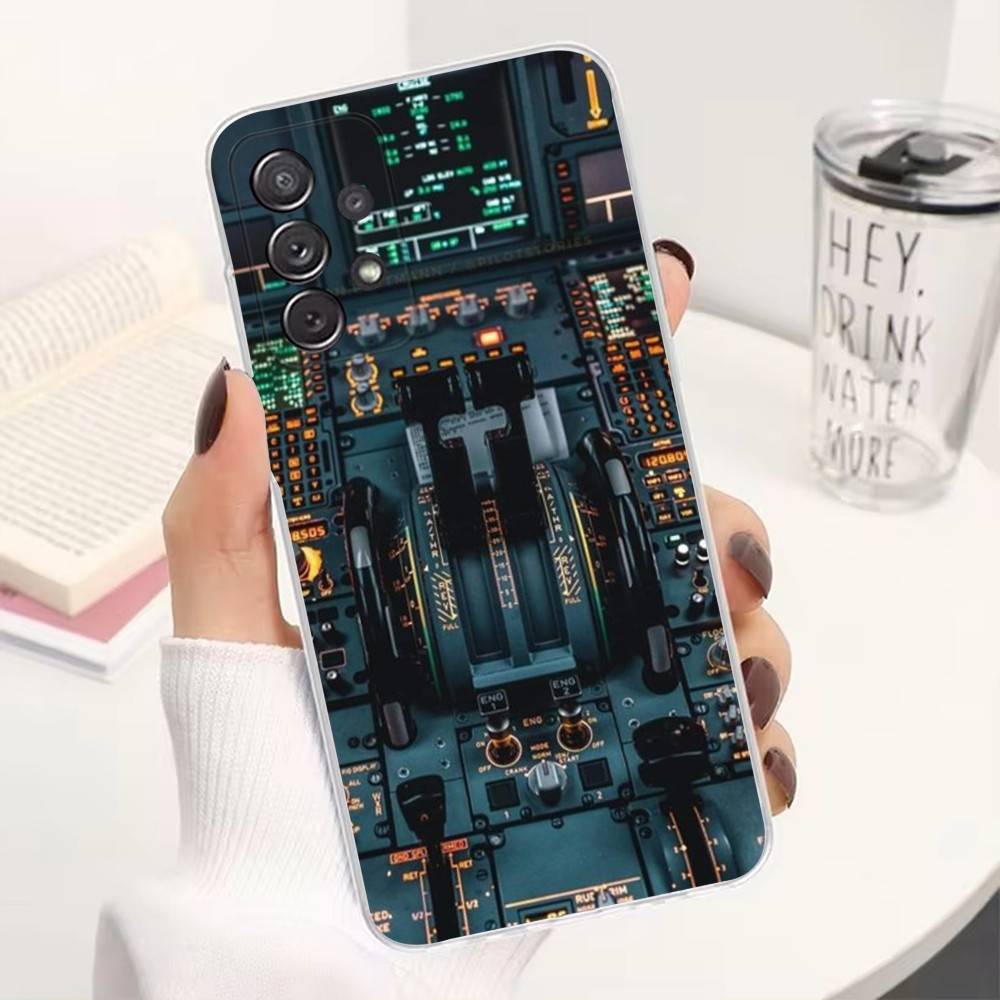 Airplane Instrument For Samsung A30,71,51,S9,10,20,Ultra,S22,23,21,PIus,FE,Lite,Transparent, Silicone Case