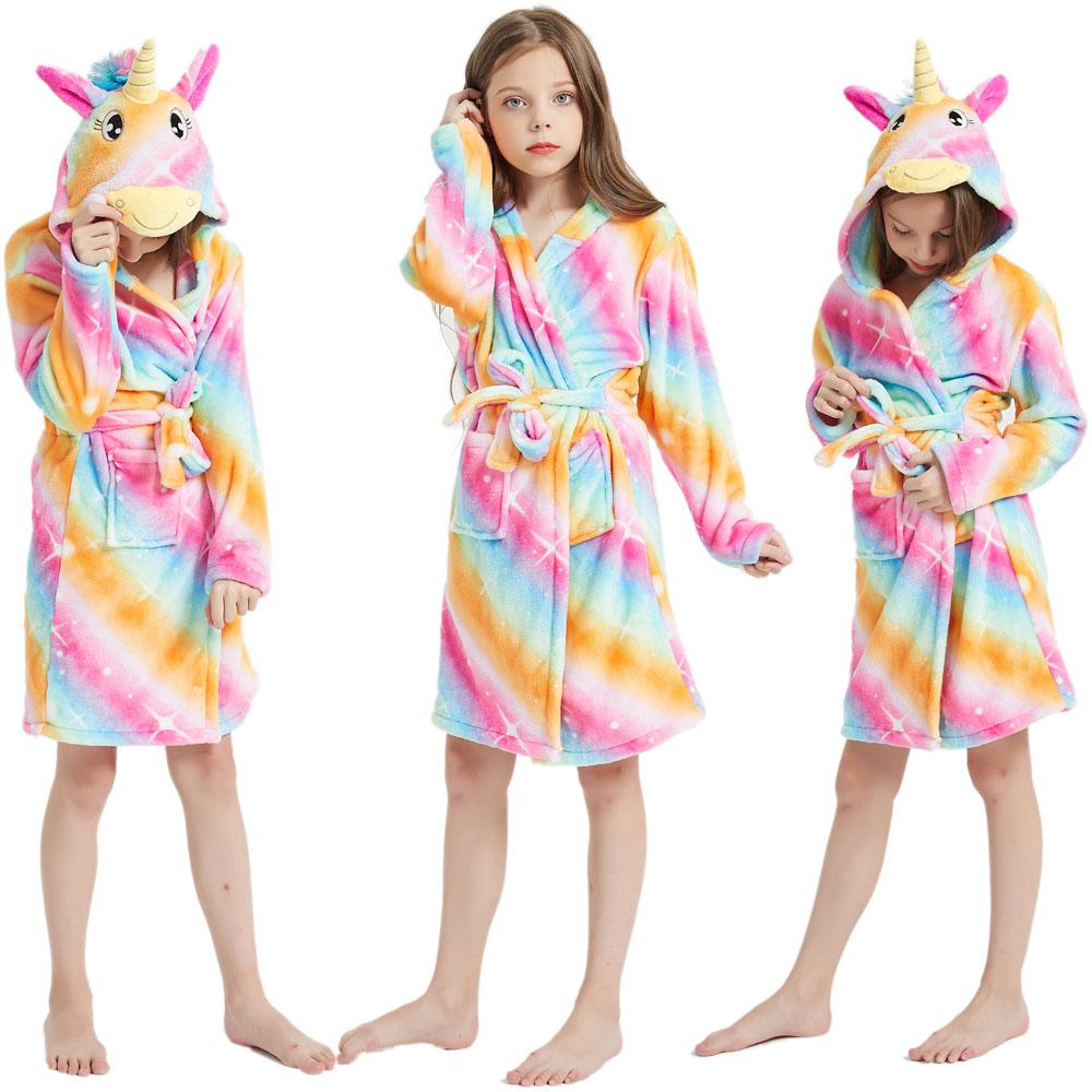 Accappatoi per Bambini Flanella Inverno Pigiama per Bambini Accappatoio Adolescenti Pigiama Camicia da Notte per Ragazzi Ragazze Pigiama 4-14 Anni Vestiti per Ragazze