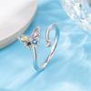 Charm Female Rainbow Crytal Adjustable Butterfly Open Ring Silver Color Cute Gift Wedding Jewelry For Women