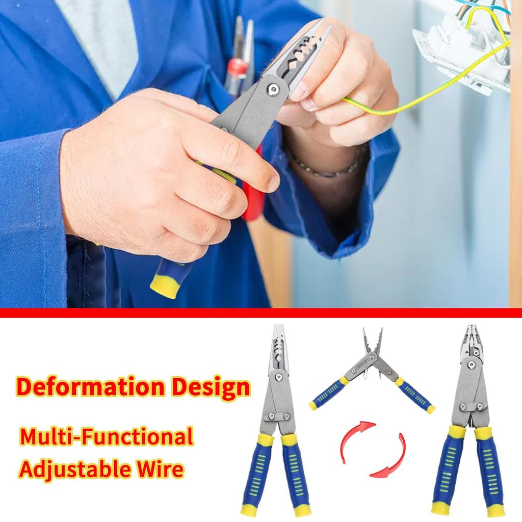 Multi-Function Wire Stripping Tool Adjustable Wire Crimping Pliers Foldable Multifunctional Electrician Equipment for Cutting