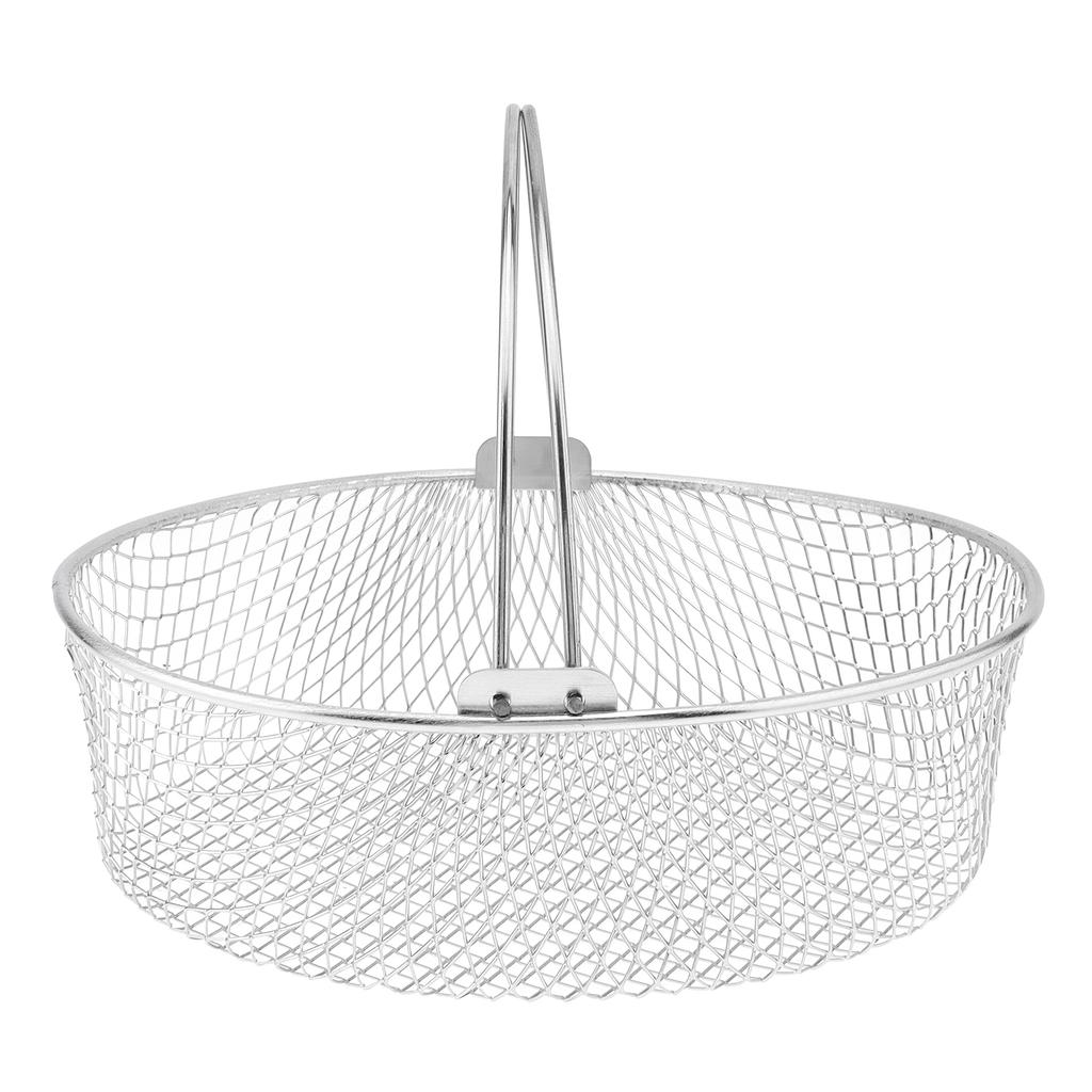 Stainless Steel Round Air Fryer Basket Heavy Duty Non Stick Cooking Basket Universal Fit Easy Clean Home Kitchen