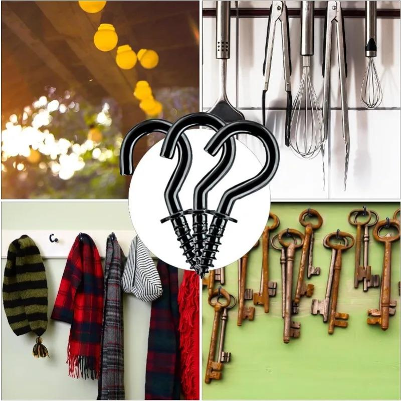 200Pcs Mini Screw-in Hooks Iron Hanger for Outdoor String Lights Ceiling Hanging Plants Mug Arts Decorations Cup Extend DIY Hook
