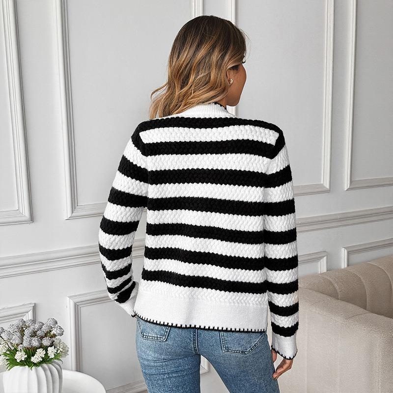 YYFS Dame Mote Casual Høst Vinter Stripeprint Langermet O-hals Gensere