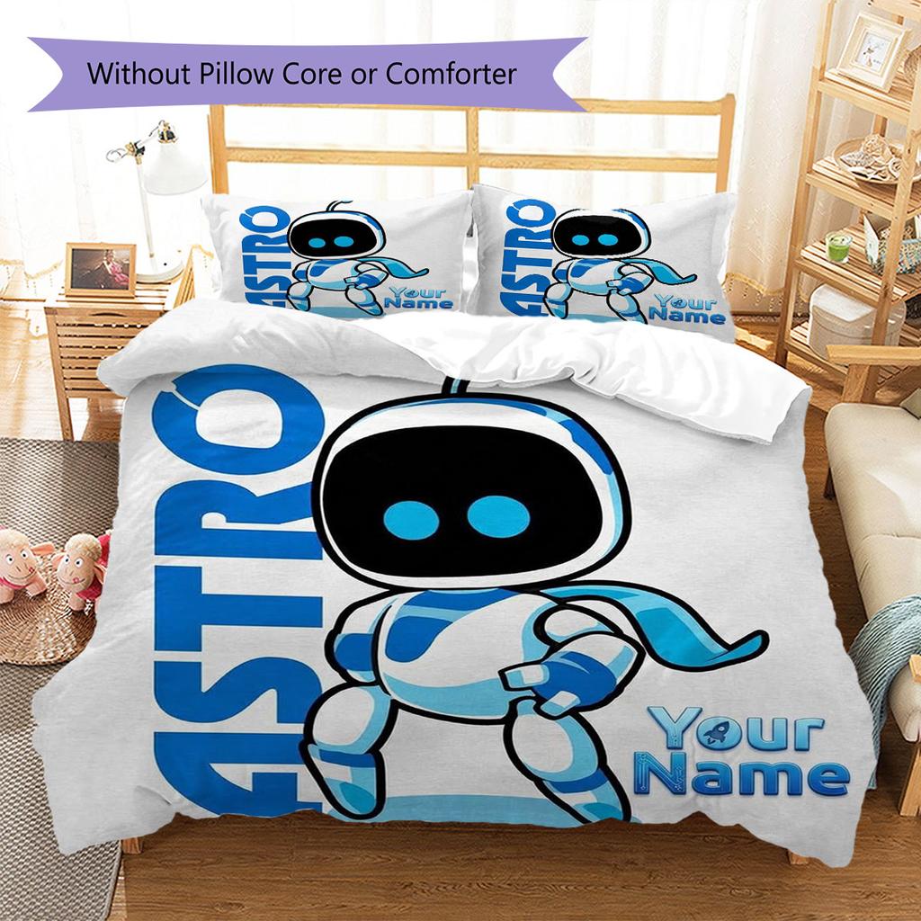 ASTRO BOT Custom Name Pattern Bedding,Quilt Set Quilt Cover Pillowcase Home Birthday Gift(1 * Duvet Cover + 2 * Pillowcase, Without Core)