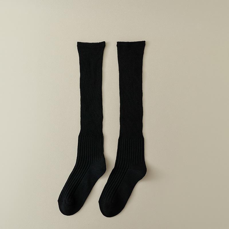 

White Pile Socks for Women, Spring and Autumn Cotton Socks, Calf Socks, Summer Thin Mid-calf Socks, Paired with Small Leather Shoes To Shape The Legs 1 pair