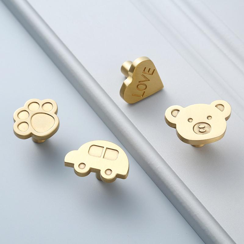 Brass Children Cartoon Cabinet Handle Furniture Handles for Cabinets and Drawers Luxury Wardrobe Dresser Pull Door Knobs