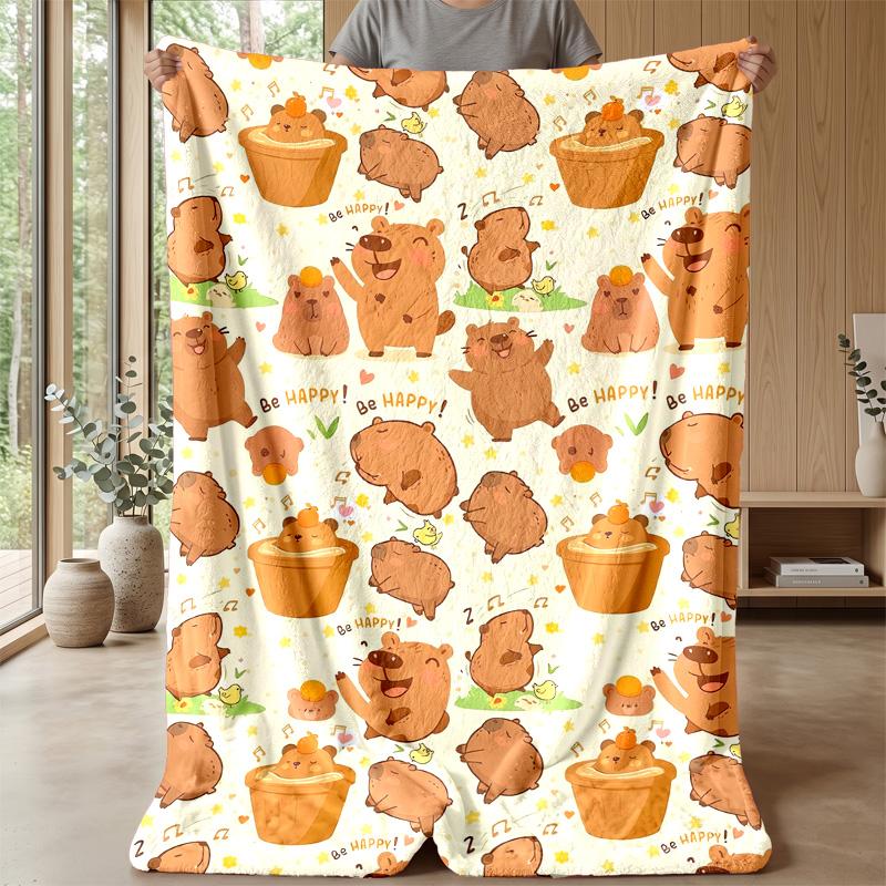 Cute Animal Group with Flowers blanket Personalized Name Flannel Blanket Soft Cozy Plush Throw for Sofa Bed Lightweight Home Decor