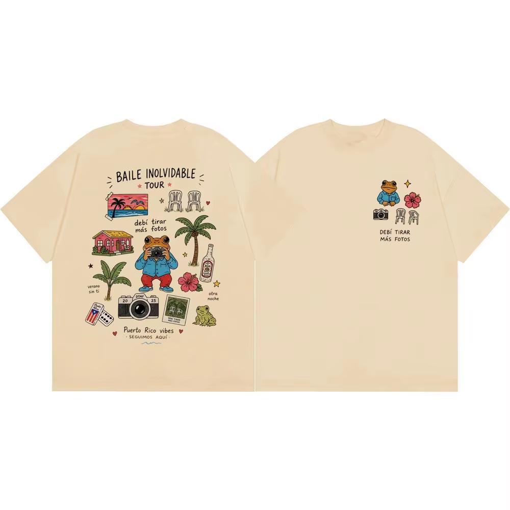 Bad Bunny DTMF Album Graphic Cotton T Shirt 2026 Summer Unisex Streetwear Y2K Loose Fit T-shirt