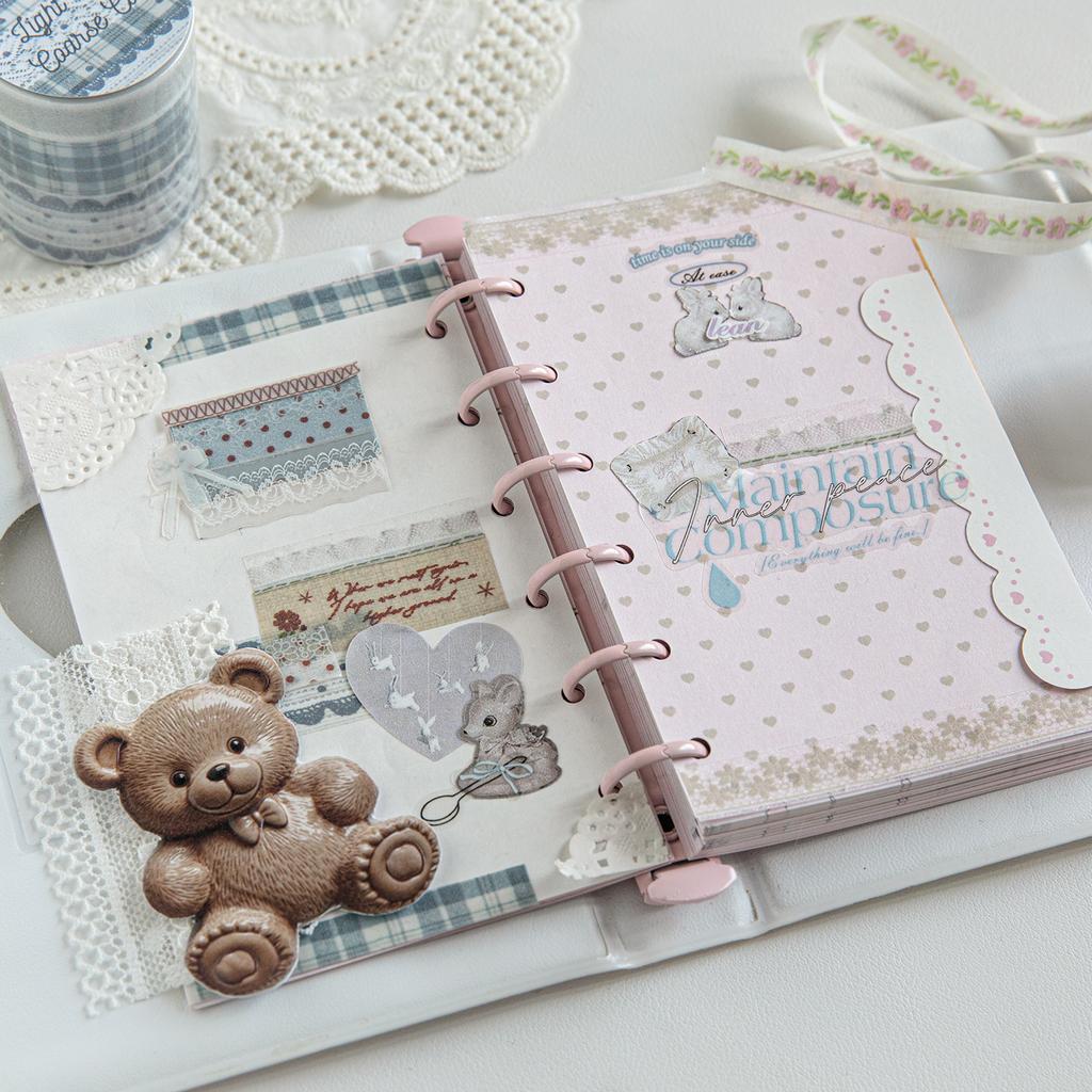 3 Rolls Handmade Lace Series Glitter Sand PET Tape Set For Scrapbooking DIY Journal Decoration Gift