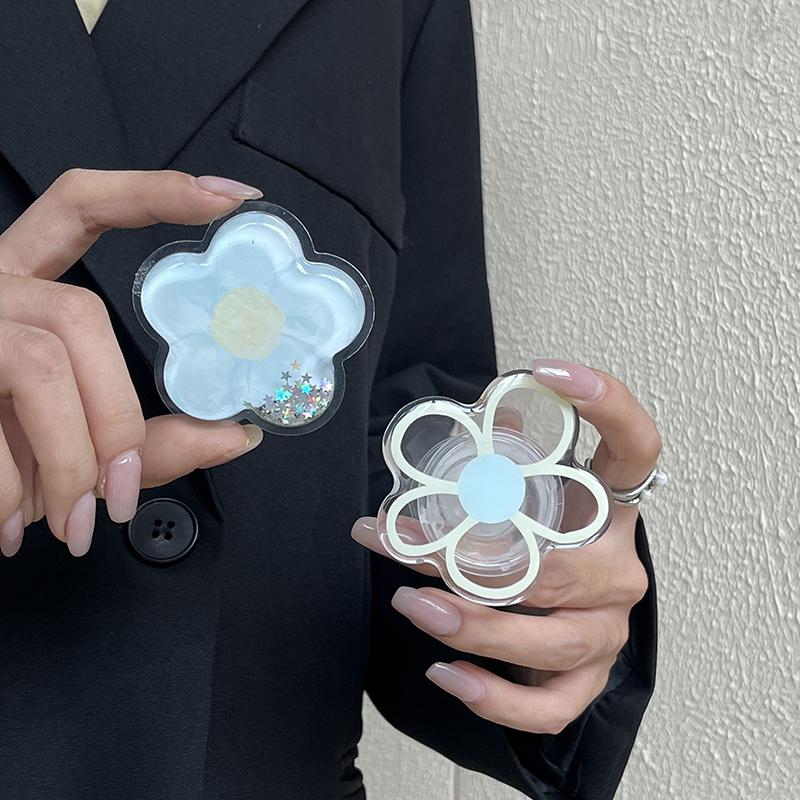 INS Korea 3D Cute Flower Transparent Phone Holder Grip Tok Griptok Support for IPhone 16 Pro Accessories Folding Finger Stand 5