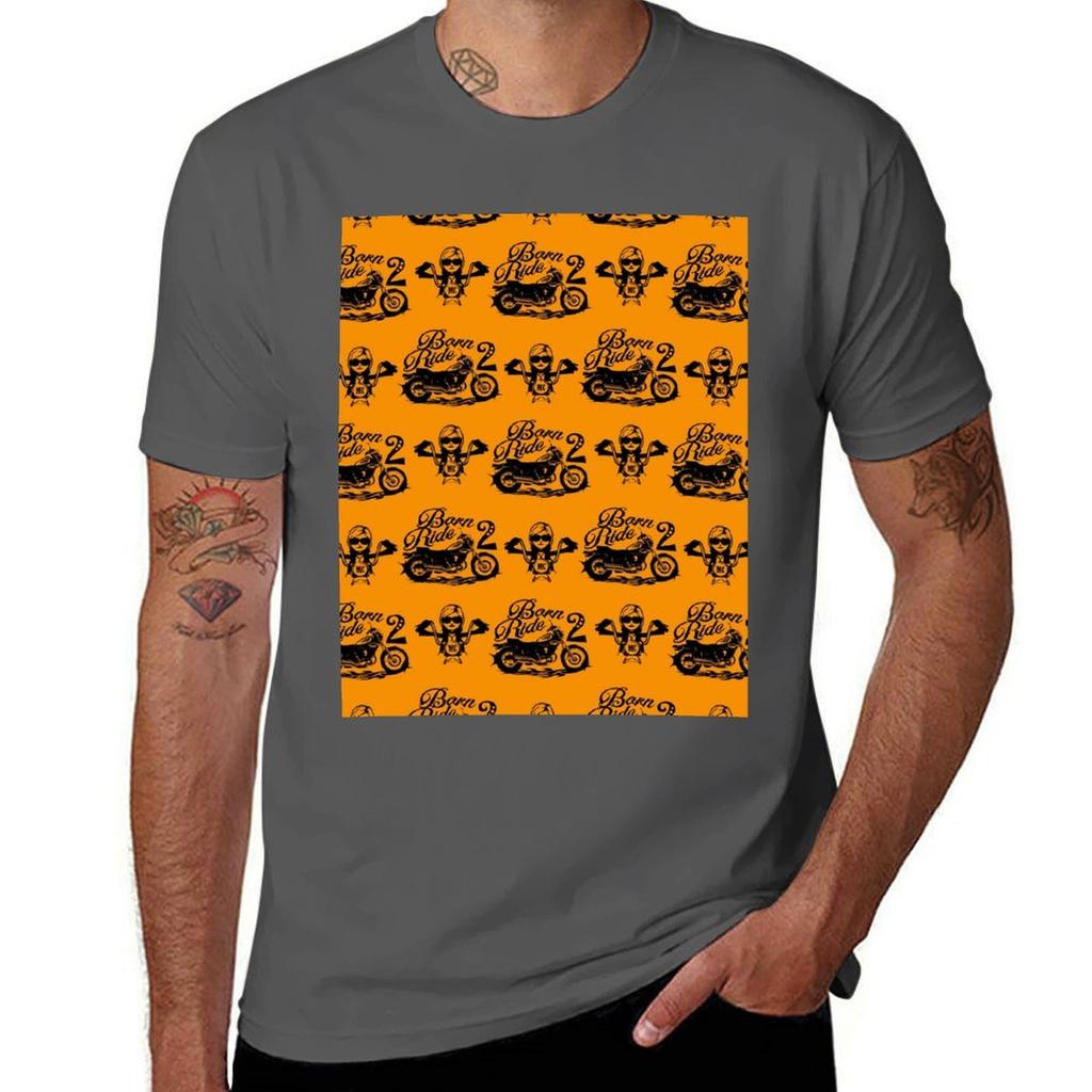 Born 2 Ride Pattern Tshirt Mens Graphic T Shirts Tshirt
